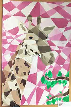 Giraffe Cubism Painting