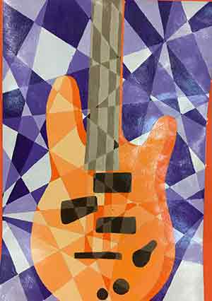 Guitar Cubism Painting